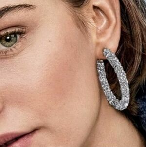 Glitter Hoop Earrings - 2"